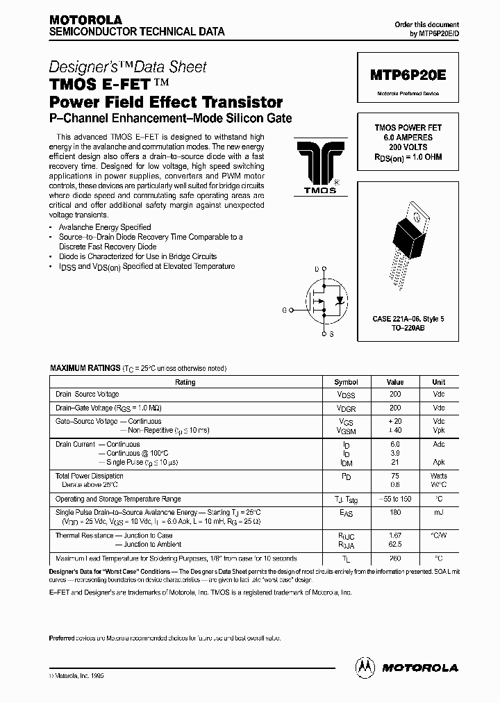 MTP6P20ED_202840.PDF Datasheet