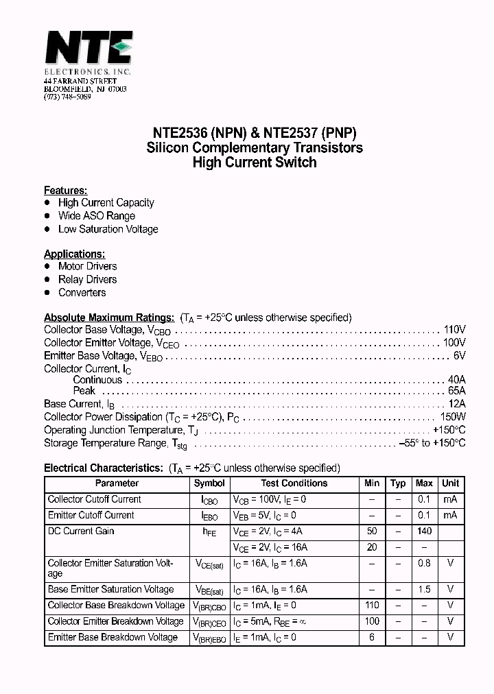 NTE2536_358447.PDF Datasheet