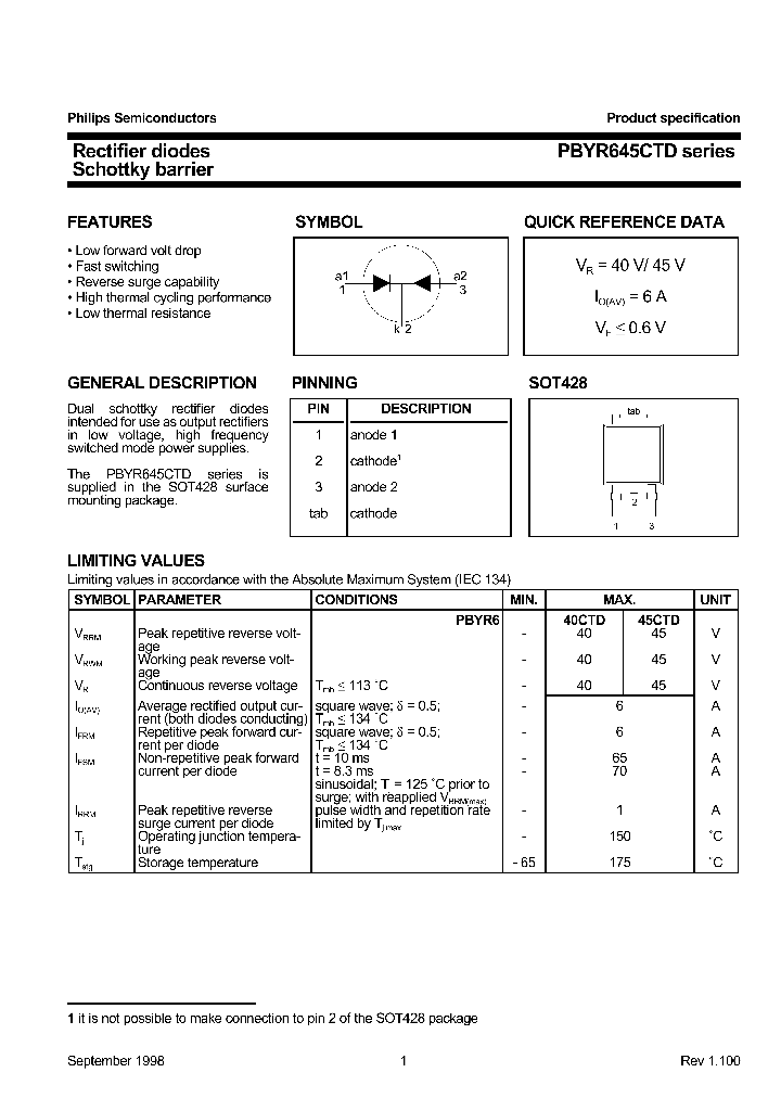 PBYR645CTD_371383.PDF Datasheet