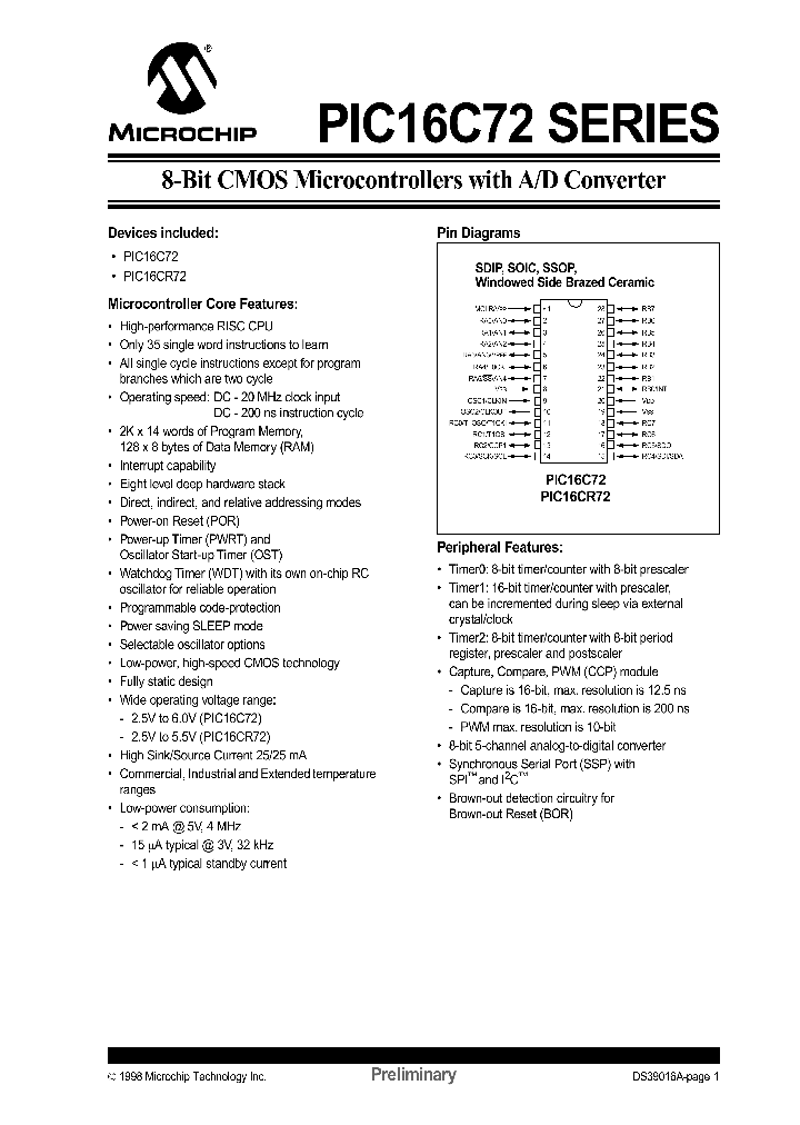 PIC16C72_50631.PDF Datasheet