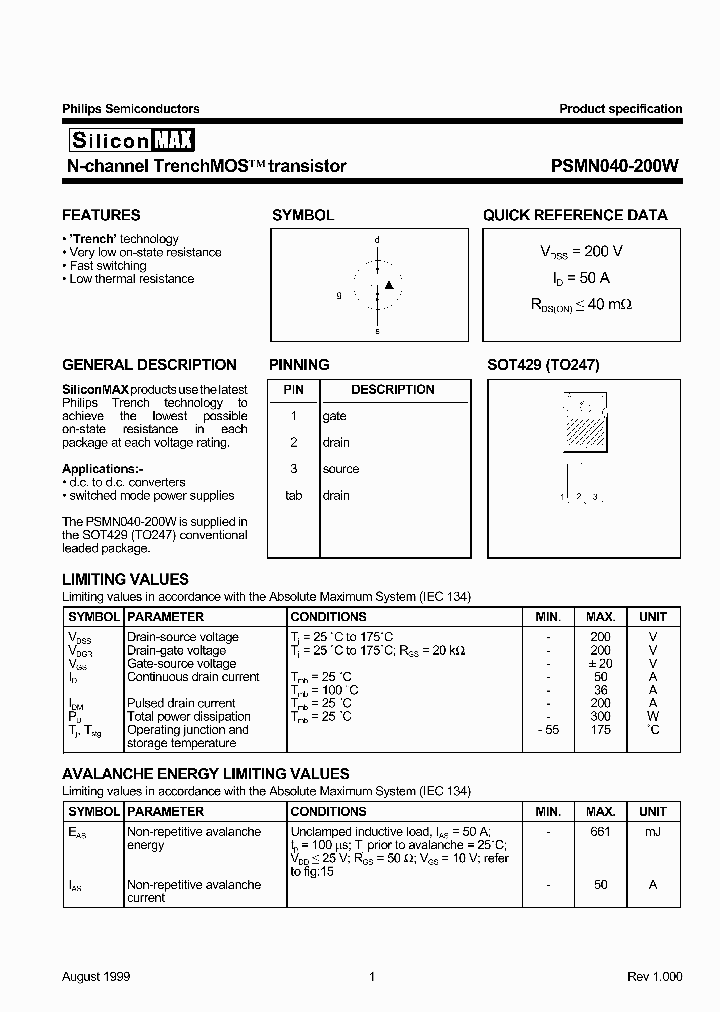 PSMN040-200W_181400.PDF Datasheet