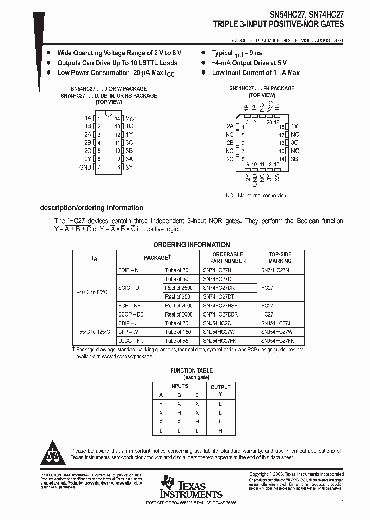 SN74HC27D_334164.PDF Datasheet