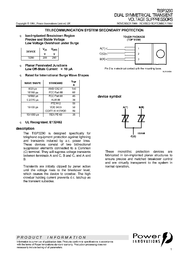 TISP3290_331779.PDF Datasheet