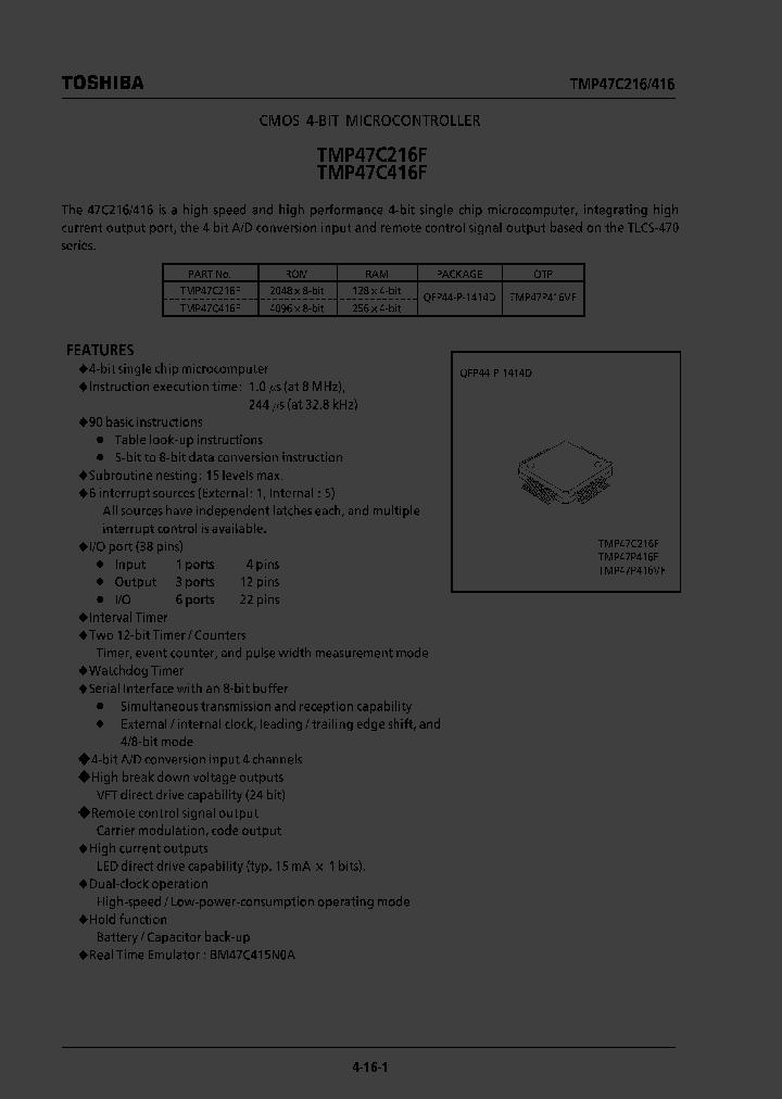 TMP47C216FTMP47C416FNBSP_351719.PDF Datasheet