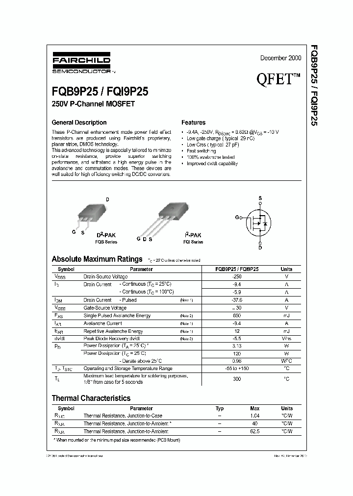 FQB9P25_411464.PDF Datasheet