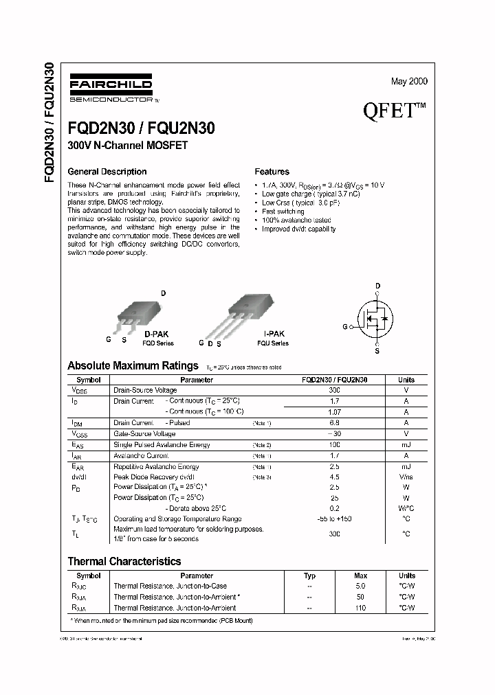 FQD2N30_331125.PDF Datasheet