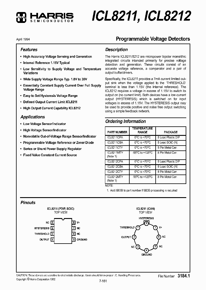 ICL8211CPA_416531.PDF Datasheet