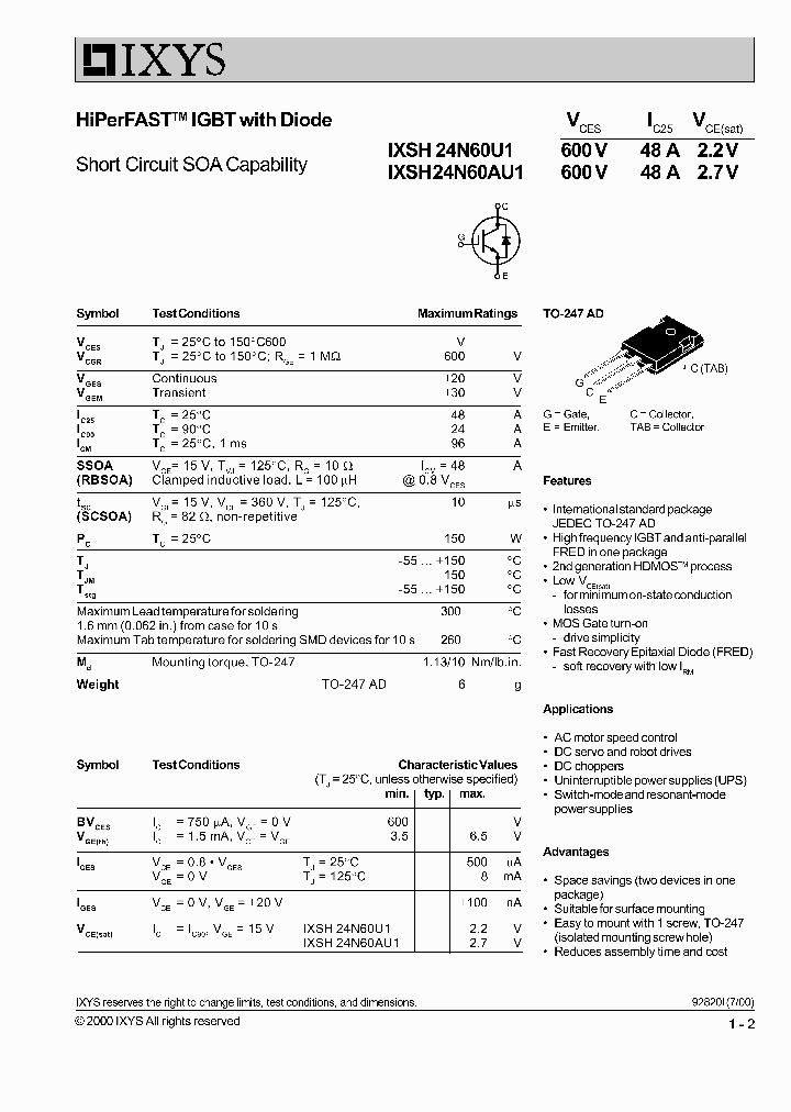 IXSH24N60U1_388144.PDF Datasheet