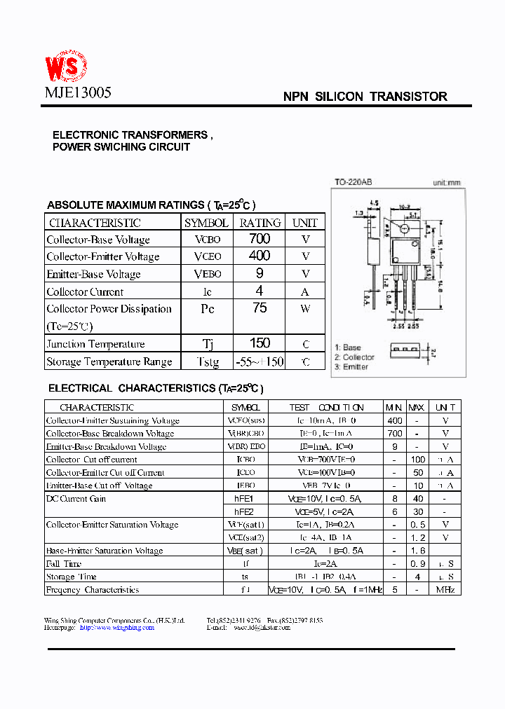 MJE13005_423363.PDF Datasheet