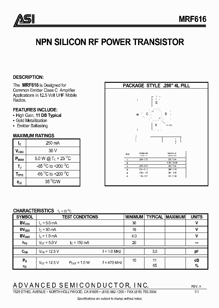 MRF616_430633.PDF Datasheet