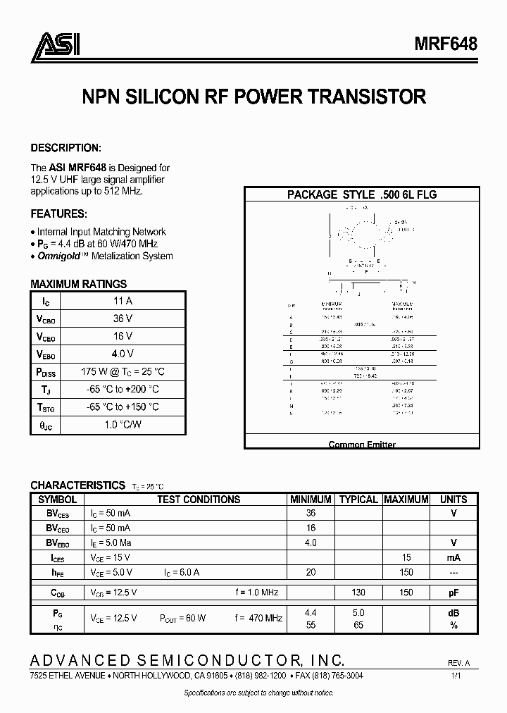 MRF648_430641.PDF Datasheet