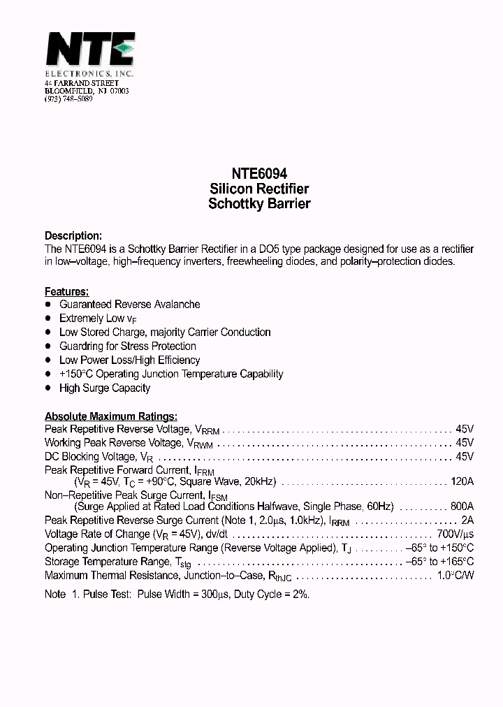 NTE6094_420086.PDF Datasheet