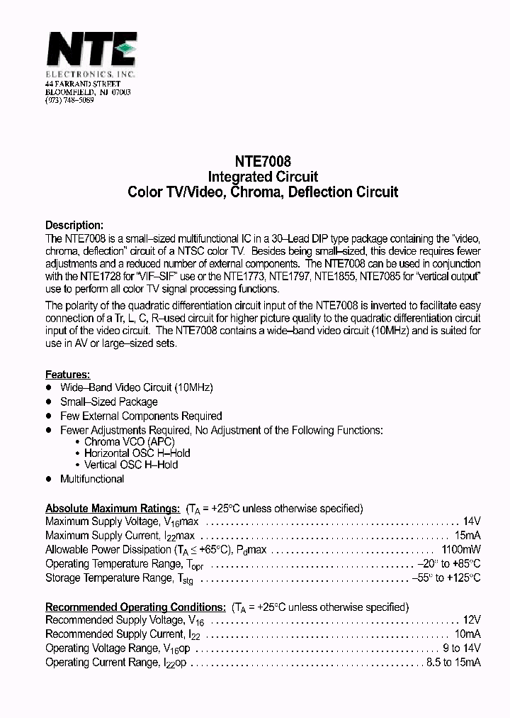 NTE7008_411530.PDF Datasheet