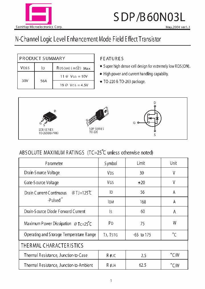 SDB60N03L_392068.PDF Datasheet