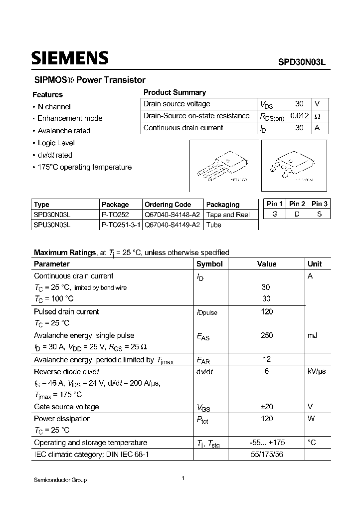 SPD30N03L_431894.PDF Datasheet