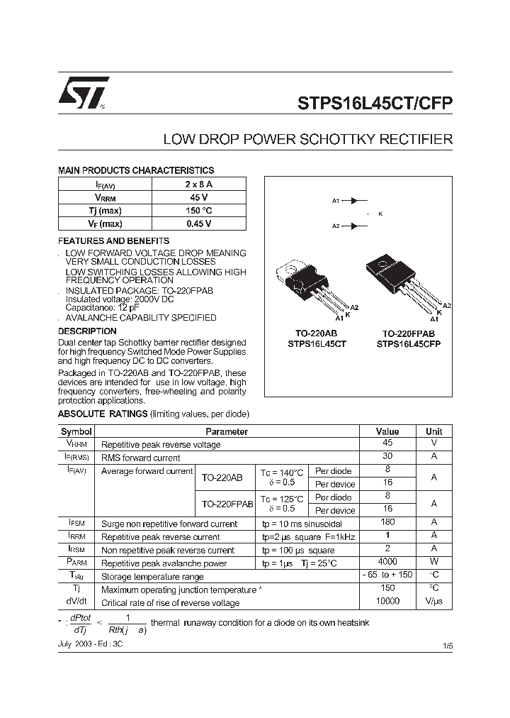 STPS16L45C_397314.PDF Datasheet