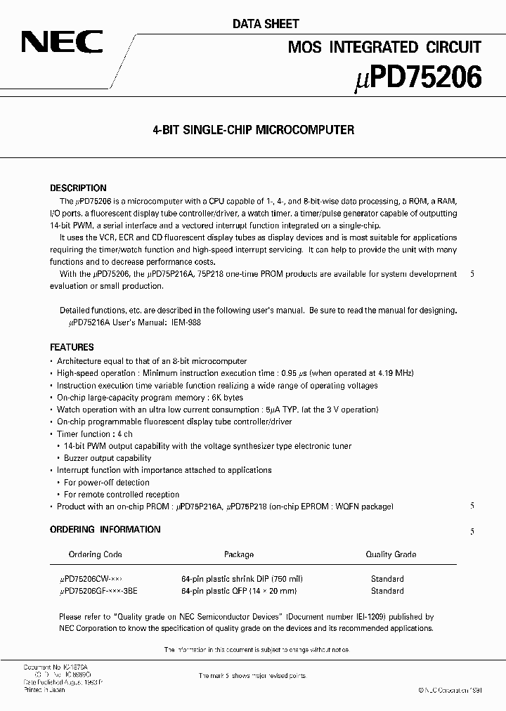 UPD75206GF_397101.PDF Datasheet