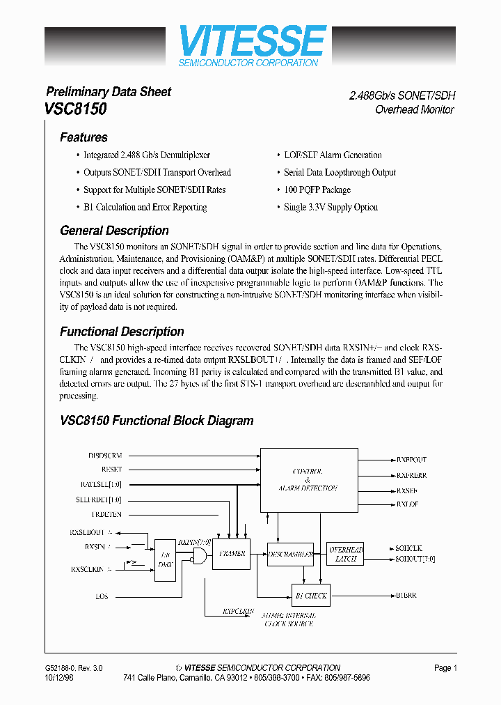 VSC8150_413845.PDF Datasheet