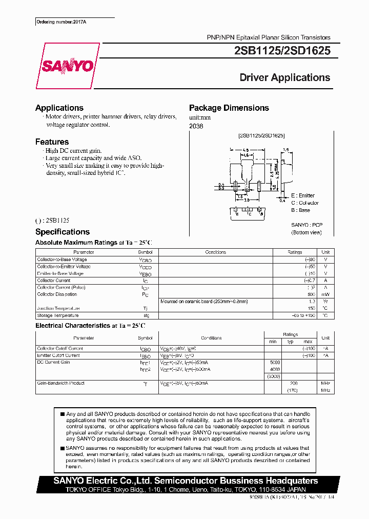 2SD1625_467283.PDF Datasheet