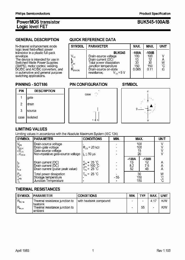 BUK545-100A_442467.PDF Datasheet