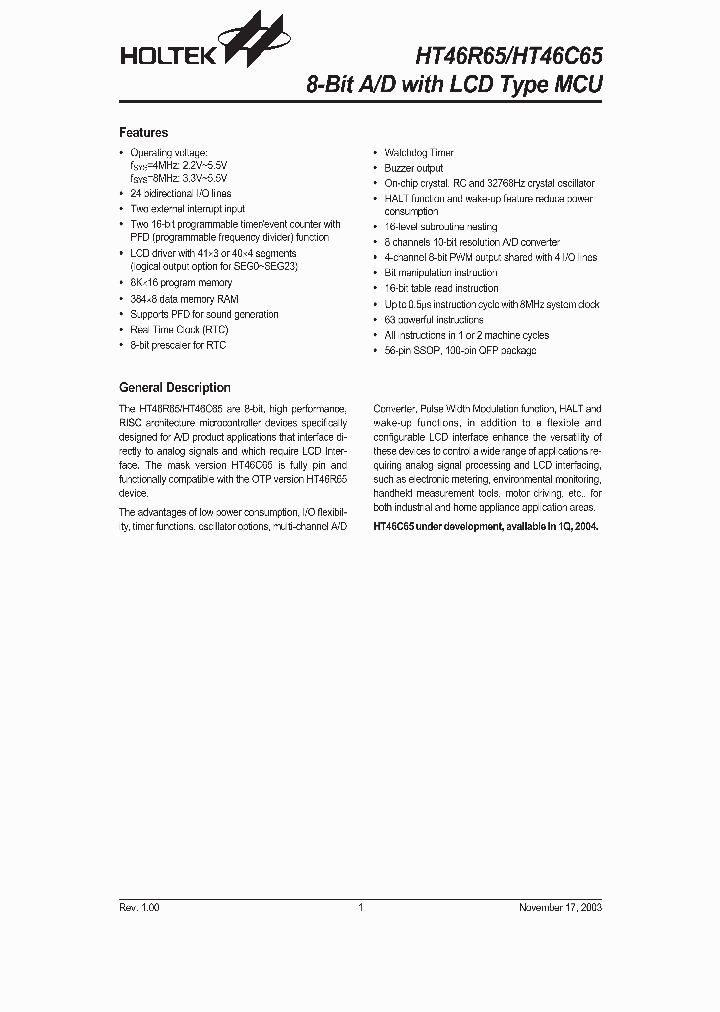 HT46R65HT46C65_454973.PDF Datasheet