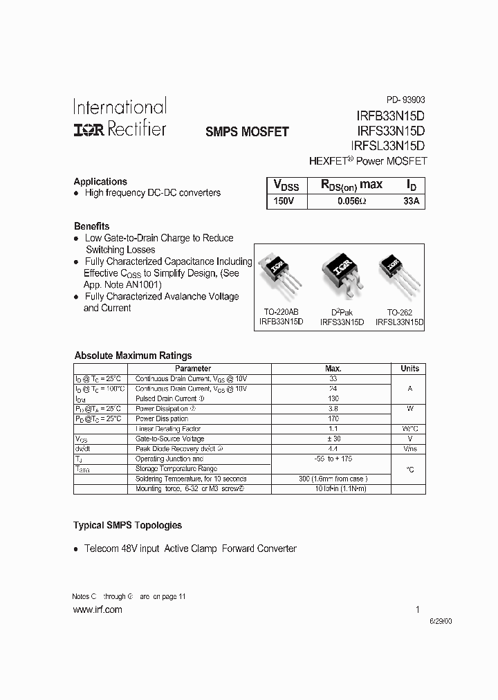 IRFB33N15D_471176.PDF Datasheet