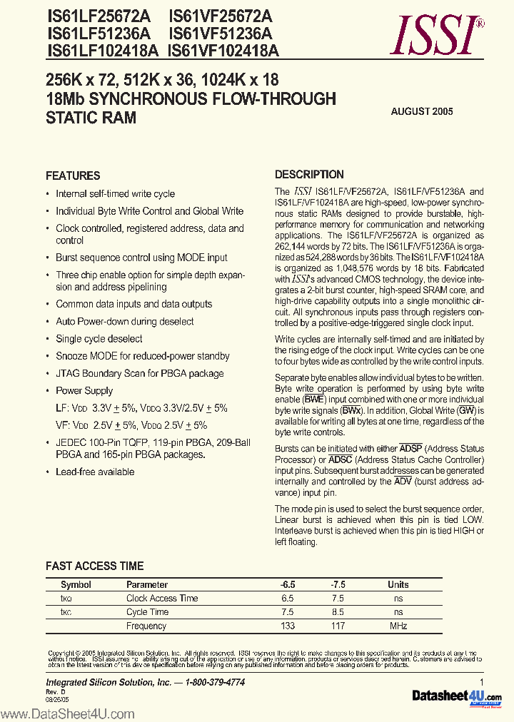 IS61LF102418A_466337.PDF Datasheet