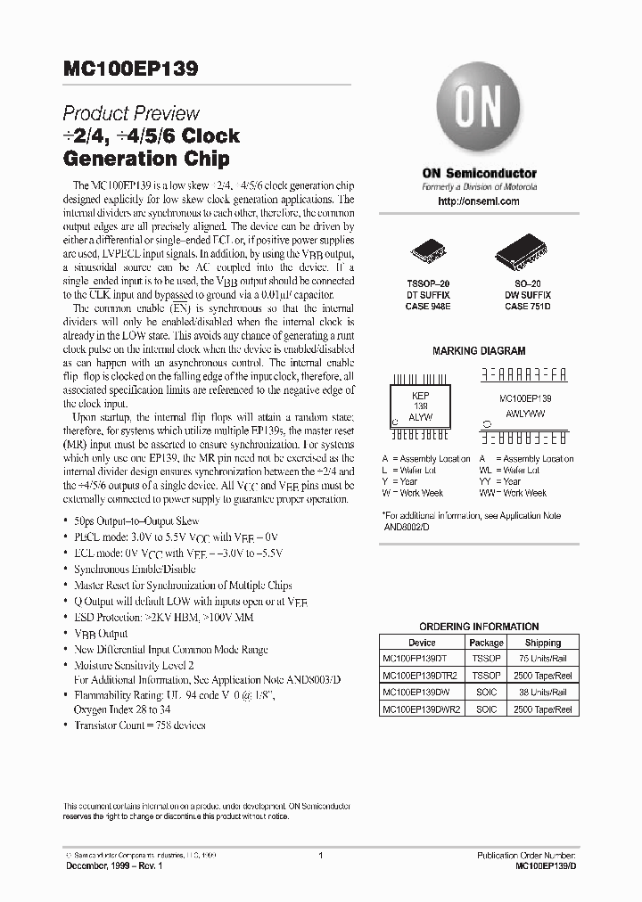 MC100EP139_477185.PDF Datasheet