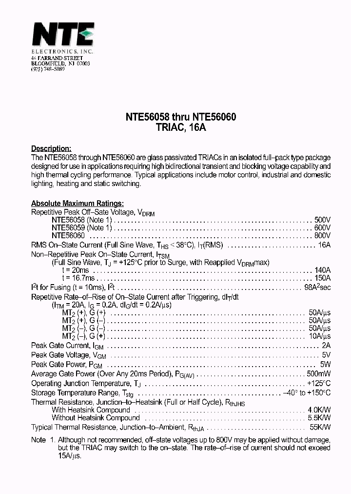 NTE56060_449809.PDF Datasheet