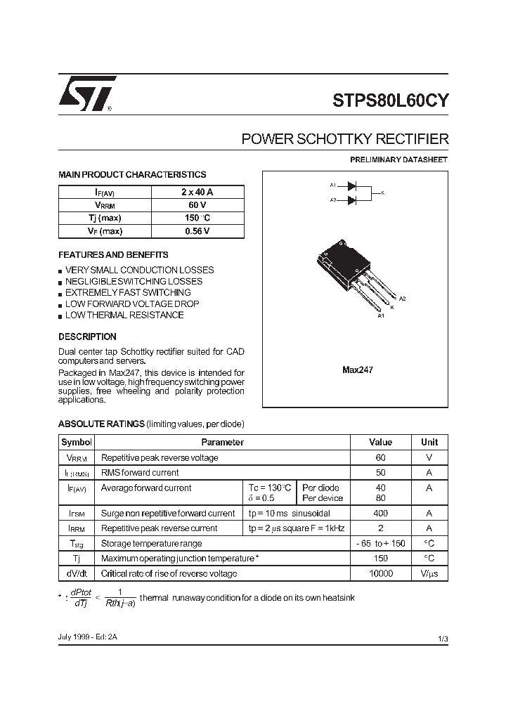 STPS80L60_443315.PDF Datasheet