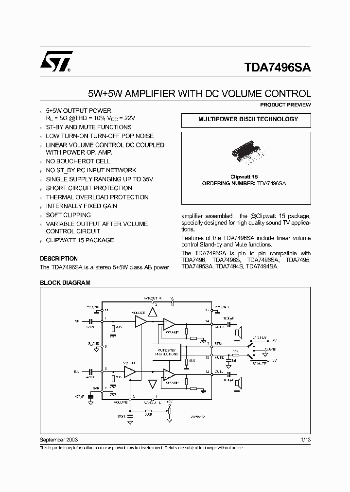 TDA7494SA_437259.PDF Datasheet