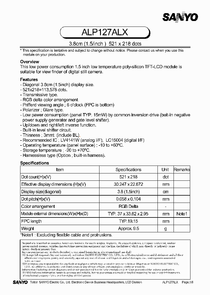 ALP127ALX_491700.PDF Datasheet