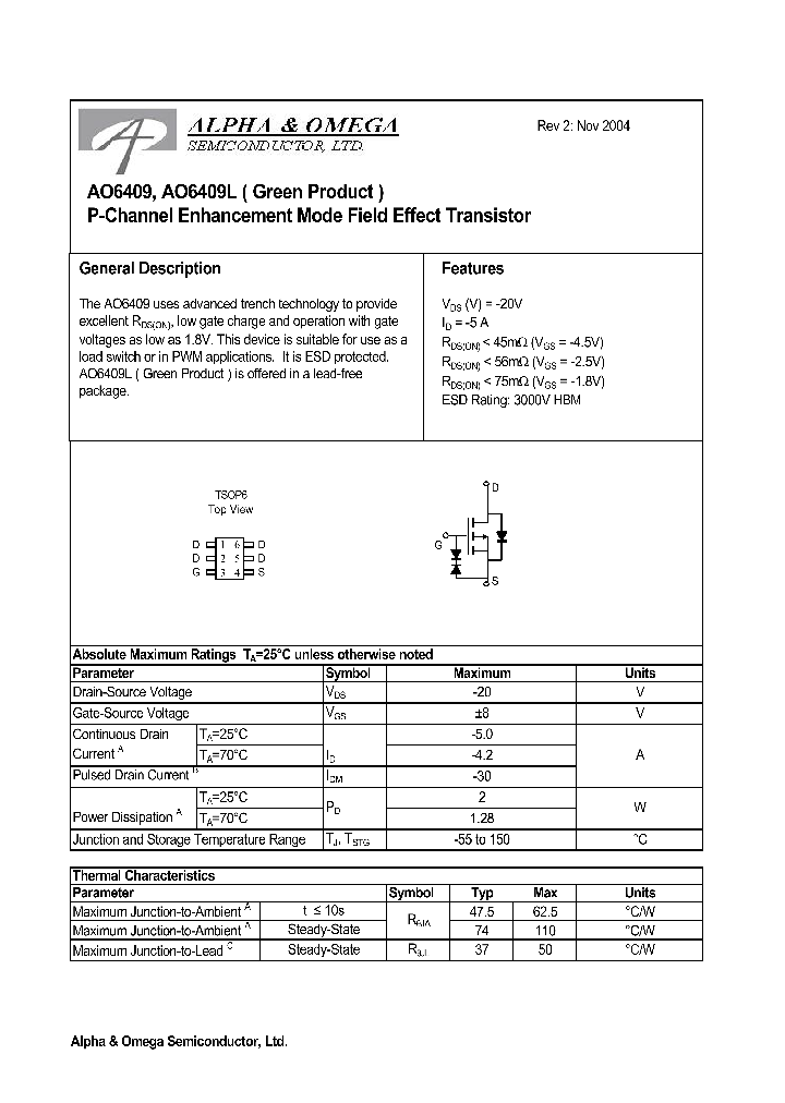 AO6409_500307.PDF Datasheet