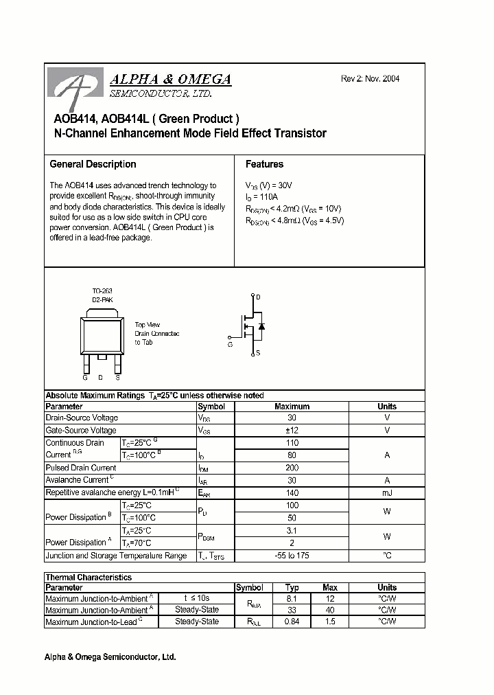 AOB414_516610.PDF Datasheet