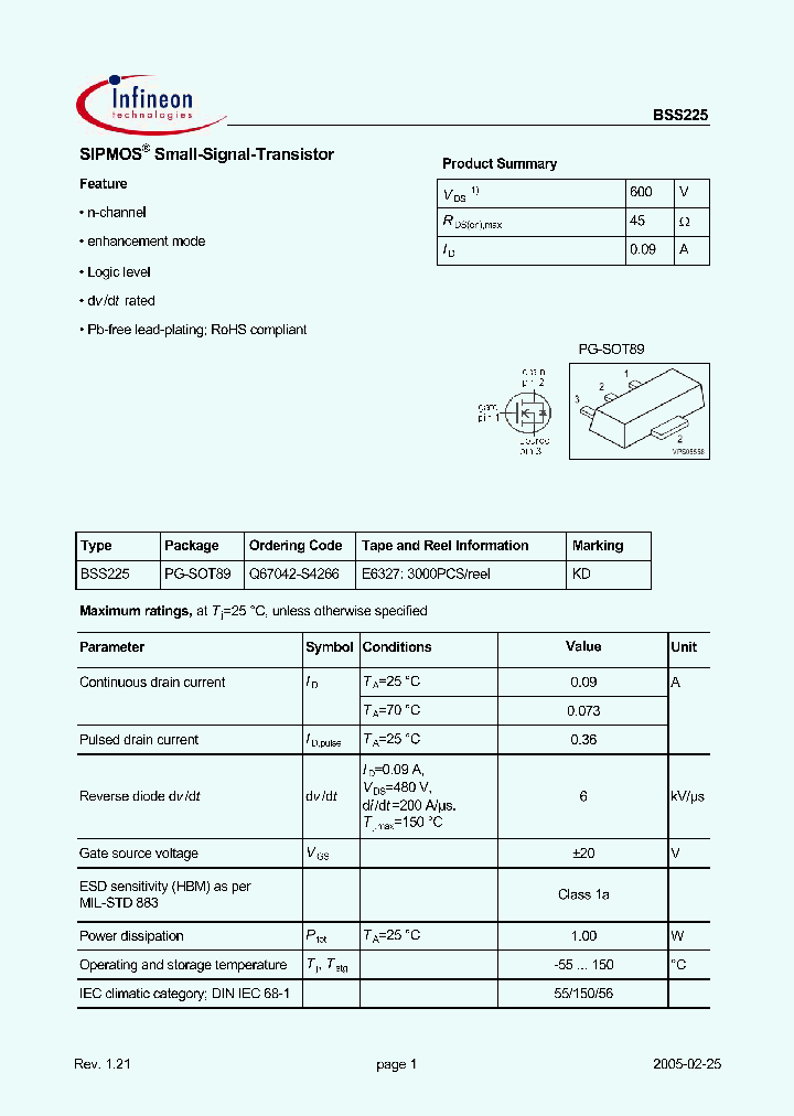 BSS225_536500.PDF Datasheet