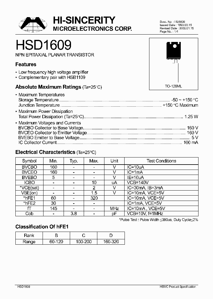 HSD1609_499214.PDF Datasheet