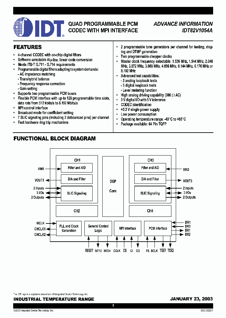 IDT82V1054A_531733.PDF Datasheet