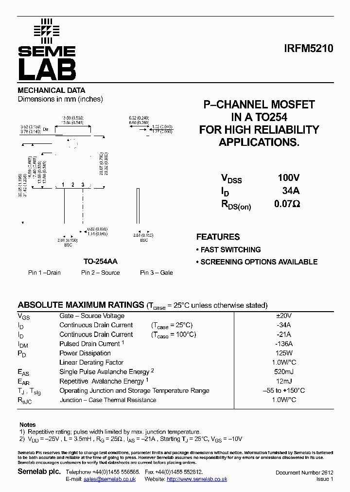 IRFM5210_488307.PDF Datasheet