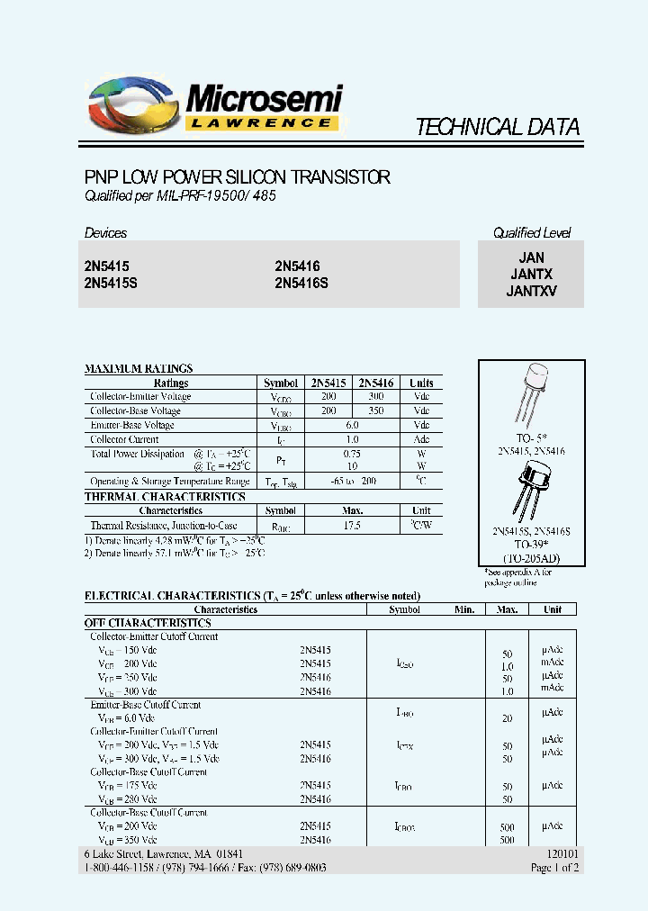 JANTXV2N5415S_495511.PDF Datasheet