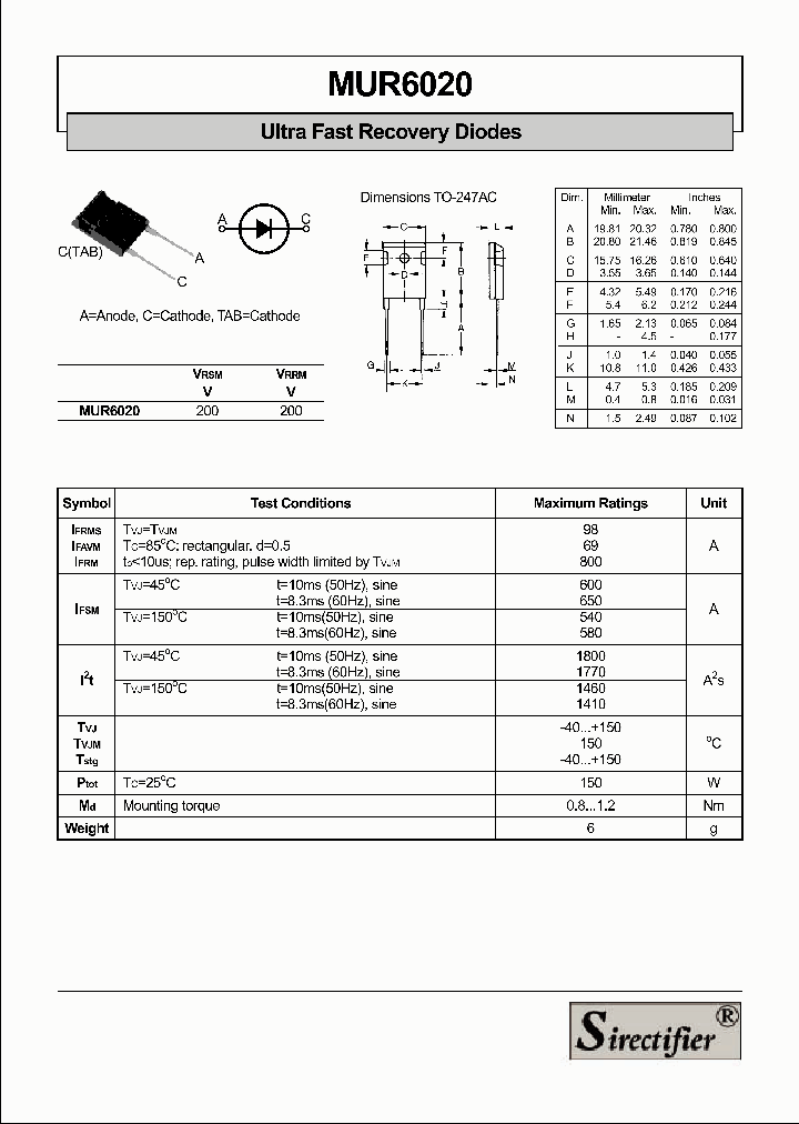 MUR6020_500301.PDF Datasheet