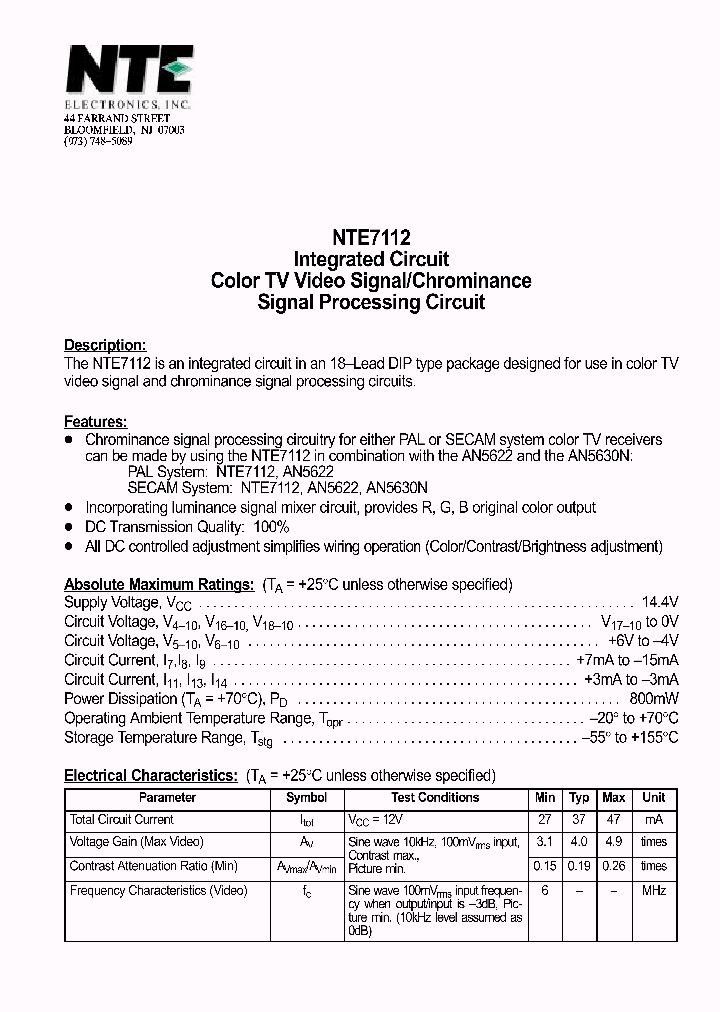 NTE7112_493241.PDF Datasheet