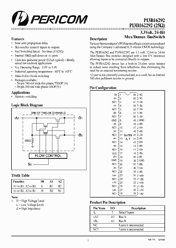 PI3B16292_487328.PDF Datasheet