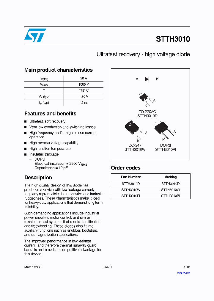 STTH3010_538235.PDF Datasheet