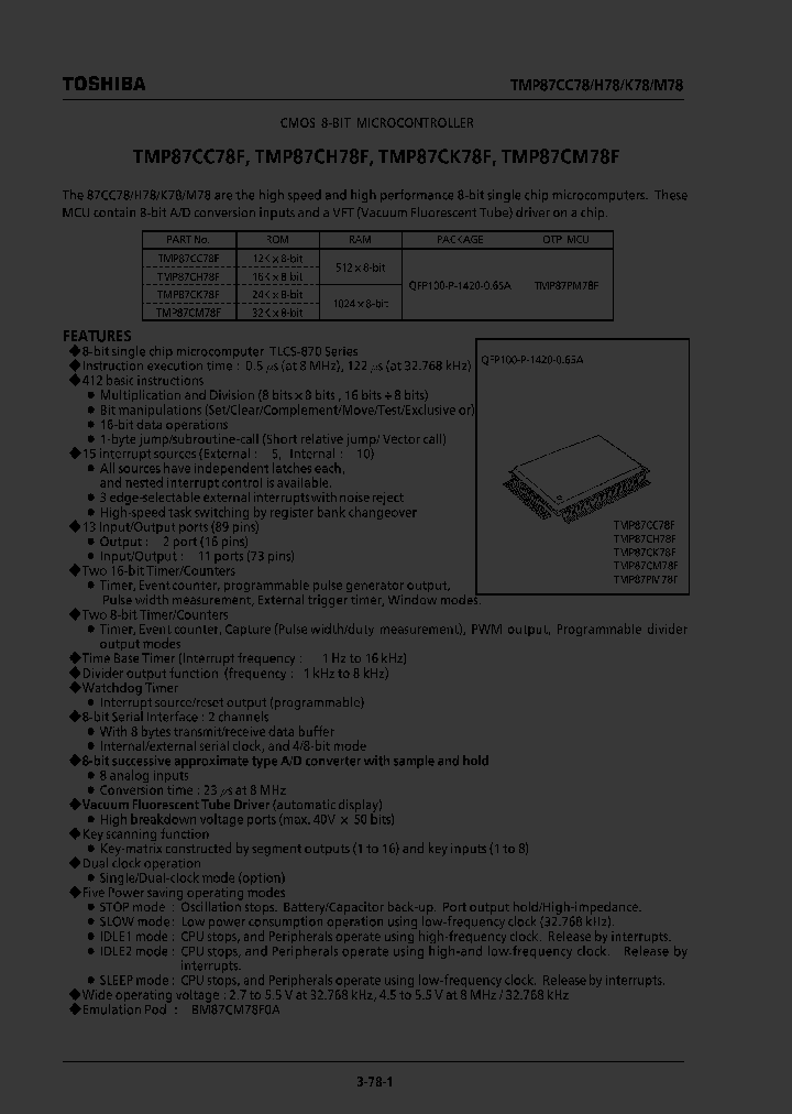 TMP87CH78F_498471.PDF Datasheet