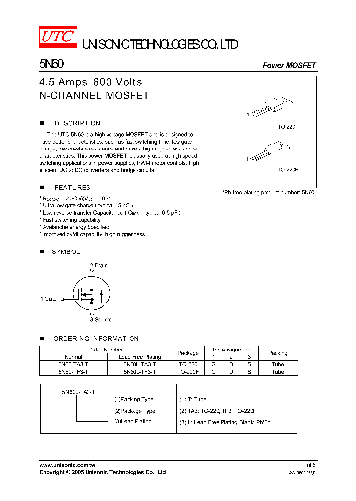 5N60-TA3-T_731156.PDF Datasheet