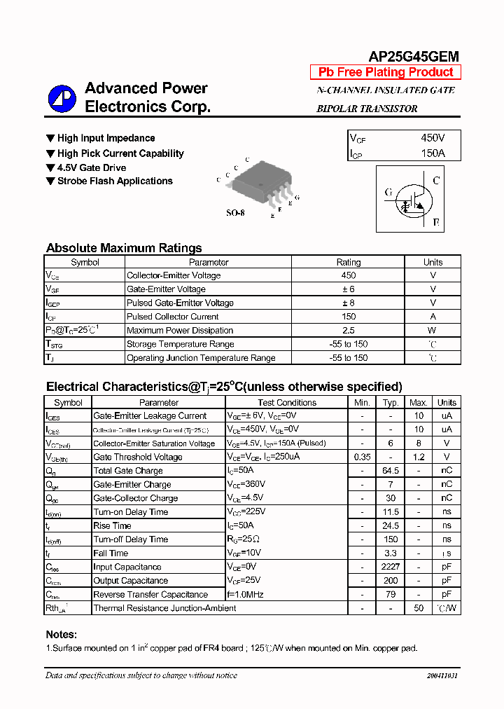 AP25G45GEM_641840.PDF Datasheet