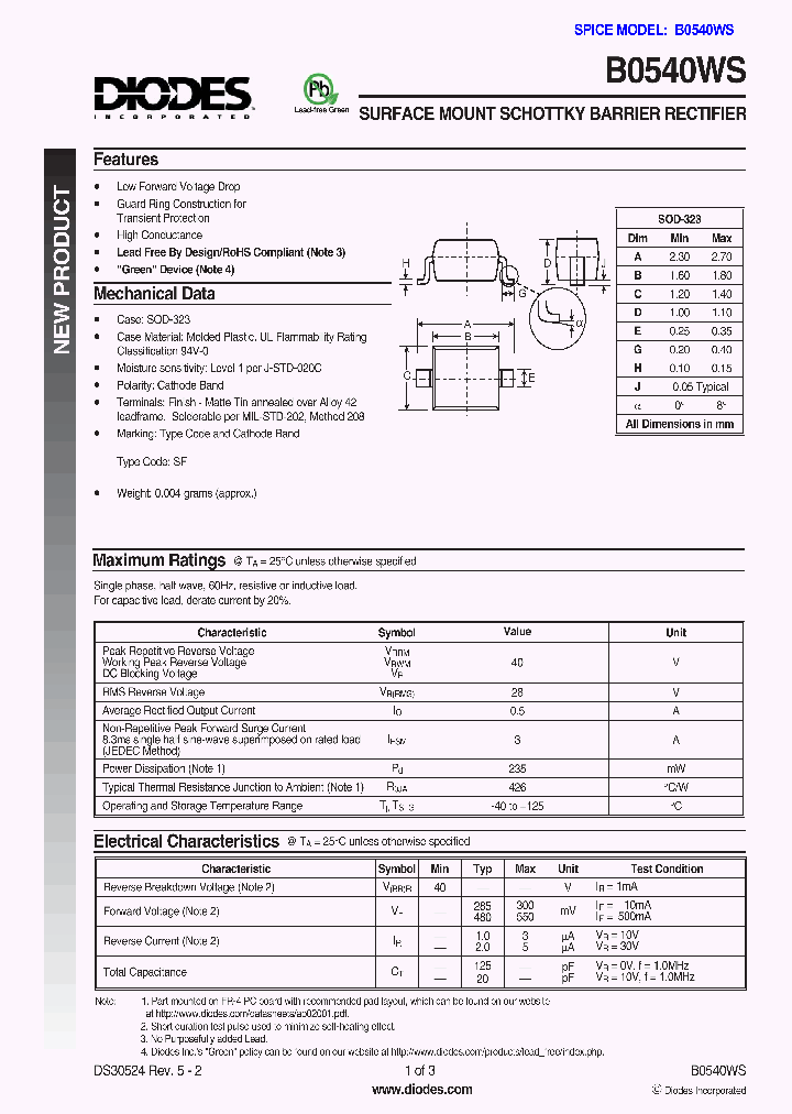 B0540WS_647598.PDF Datasheet