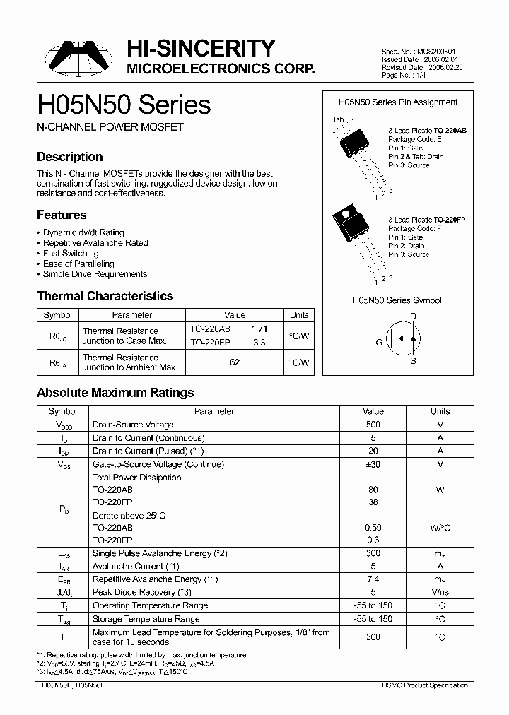 H05N50_618637.PDF Datasheet