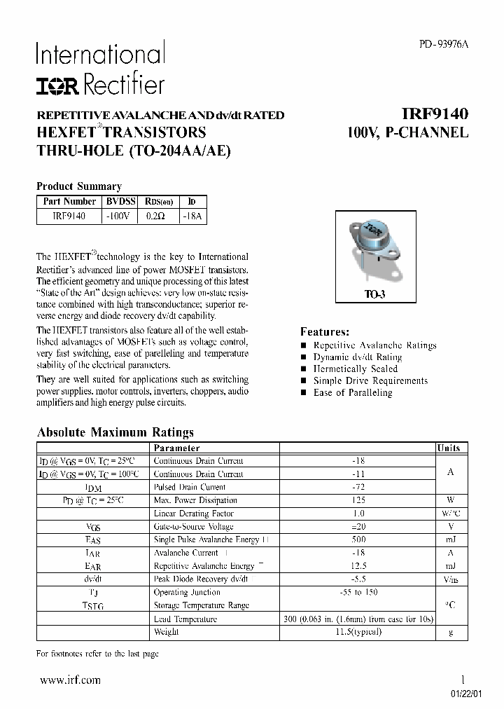 IRF9140_319821.PDF Datasheet