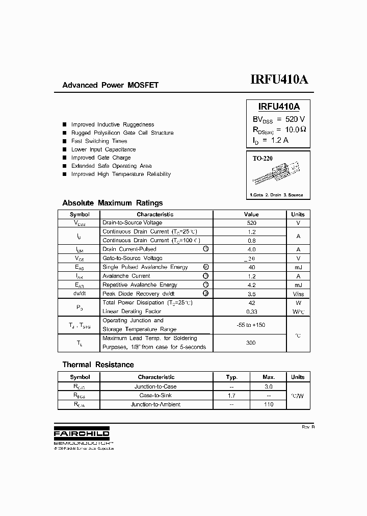 IRFU410A_669410.PDF Datasheet